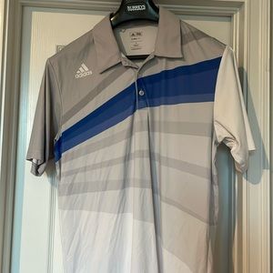 Men’s adidas Climalite blue and grey golf shirt medium
